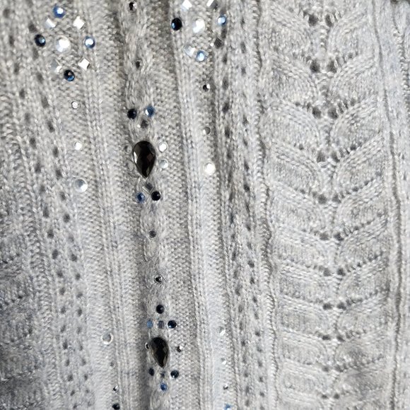 WHBM Off Shoulder Holiday Gemstone Asymmetric Hem Sweater, SZ XSmall - Picture 7 of 8